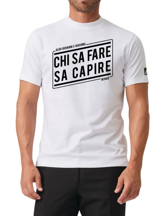 MYAGG T-Shirt Chi Sa Fare Sa Capire Bianca XL